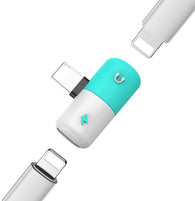 Dual Splitter Audio AUX Charger Adapter For Apple iPhone.iPad/iPod Blue