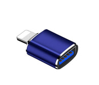 8Pin Male To USB Female OTG Adapter for iPad/iPod/iPhone Blue